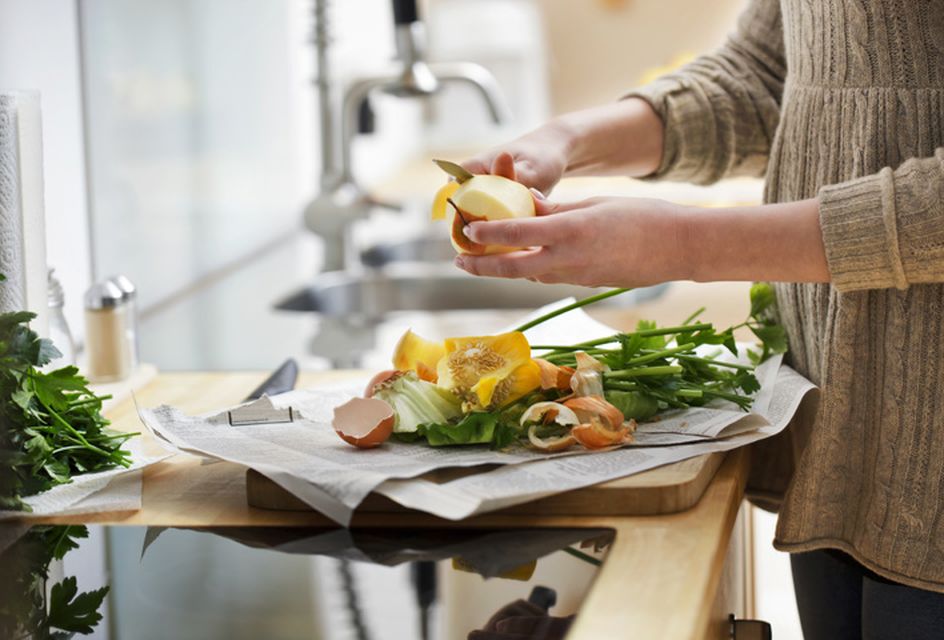 A woman chopping food