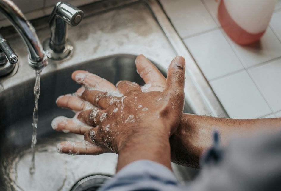 Man washing hands