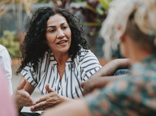 Two women talking